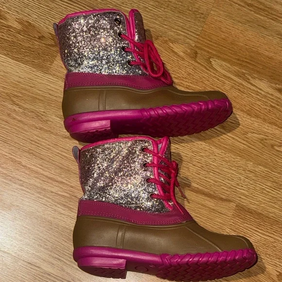 FabKids Brown and Pink Glitter Boots - Picture 3 of 12